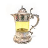 An Impressive Hallmarked Silver Mounted Amber Glass Claret Jug, Edward & John Barnard, London