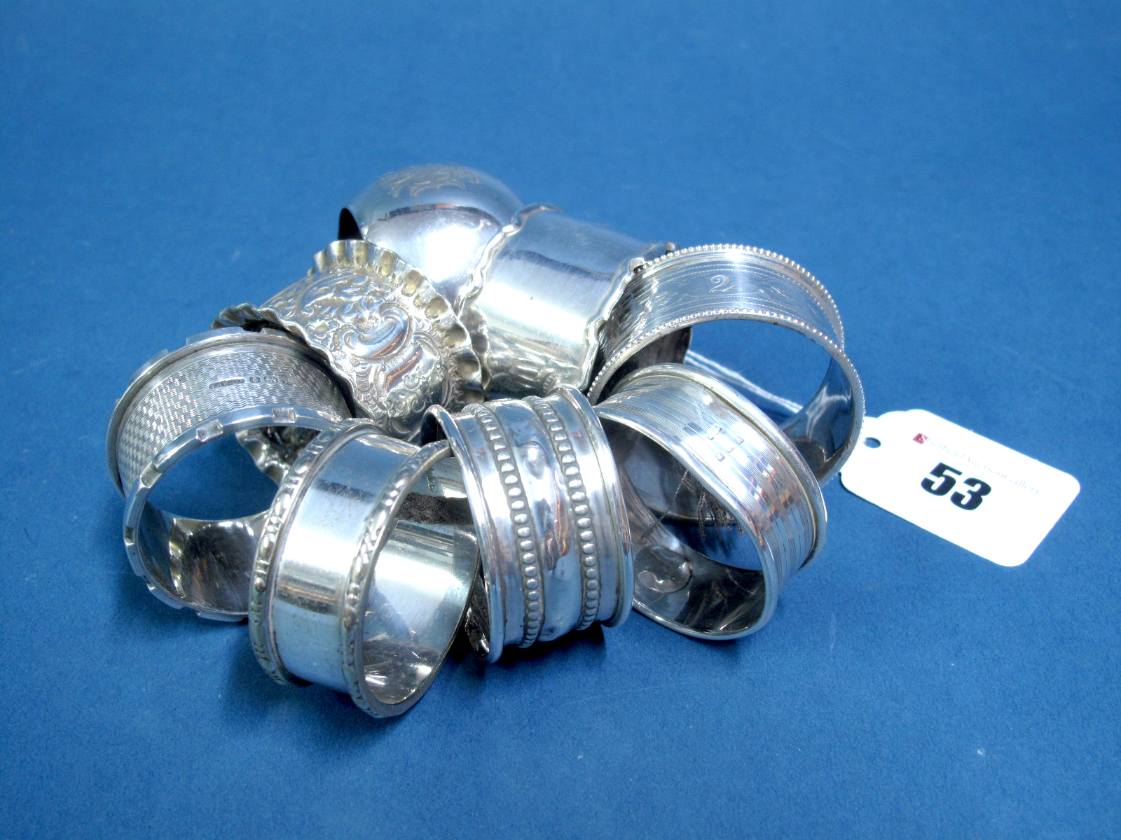 A Collection of Assorted Hallmarked Silver and Other Napkin Rings, (various makers/dates), including
