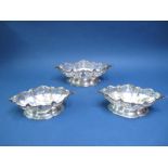 A Highly Decorative Set of Three Graduated Matched Hallmarked Silver Basket Dishes, James Dixon &