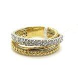 A Modern 18ct Gold Diamond Set Dress Ring, of four row 'stacking' design, set with single row of