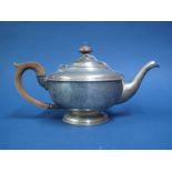 A Hallmarked Silver Teapot, HCD, Birmingham 1931, of plain circular form, on spreading circular