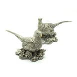 A Modern Pair of Hallmarked Silver Filled Models of Pheasants, 19cm long. (2)