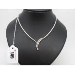 A Modern 18ct White Gold Diamond Set Necklace, claw set to the front with graduated brilliant cut