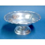 A Hallmarked Silver Footed Dish, Walker & Hall, Sheffield 1924, of shaped circular plain form,