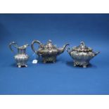 A Matched Hallmarked Silver Three Piece Tea Set, teapot Charles Reily & George Storer, London