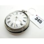 A Hallmarked Silver Cased Pair Case Pocketwatch, the white dial with black Roman numerals, the