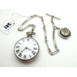 A Hallmarked Silver Cased Pair Case Pocketwatch, (lacking pair case) the white dial with bold