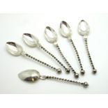 Marius Hammer; A Set of Six Norwegian Teaspoons, each with twisted handle, stamped "830" "MH". (6)