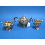 A Highly Decorative Hallmarked Silver Gilt Three Piece Bachelor's Tea Set, Messrs Barnard, London