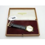 Longines; A 9ct Gold Cased Gent's Wristwatch, the signed dial with Arabic numerals and subsidiary