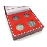 Edward VII Silver 1d, 2d, 3d, 4d, 1905, presented in a modern Maundy money case.