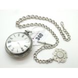 A Hallmarked Silver Cased Pair Case Pocketwatch, the white dial with black Roman numerals, the