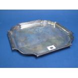 A Hallmarked Silver Tray, S&W, Sheffield 1945, of plain shaped square form, 28.6cm diameter,