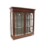 An Edwardian Satinwood Inlaid Wall Hanging Display Cabinet, with stepped cornice, astragal doors,