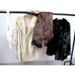 A Cream Mink Coat, retailed by Walsh's of Sheffield, with shawl collar, 100cm long, with a