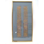 An Early XX Century Pair of Chinese Sleeve Panels, embroidered in silks with figures on terraces and