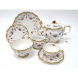 A Royal Crown Derby 'Antoinette' Pattern Porcelain Tea Service, of fluted form with beadwork