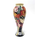 A Moorcroft Pottery Vase, of inverted baluster form, painted in the 'Parrot Tulip' pattern, designed