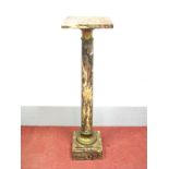 A Late XIX Century Rouge Marble Pedestal, the square top and base between a plain tapered column
