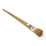 A Mid XIX Century Whale Bone Walking Stick, with turned hexagonal ivory handle, 74.5cm long.