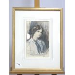 ARTHUR JULE GOODMAN (1870-1926, American) A Portrait of a Lady, inscribed 'To Muriel souvenir sketch