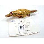 A Royal Crown Derby Porcelain Paperweight 'Duck Billed Platypus', a 2000 gold signature edition from