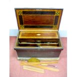 A XIX Century Pine Tool Chest, the interior superbly inlaid with satinwood, boxwood, ebony,