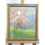 WYNFORD DEWHURST (British, 1846-1941) Pink Flowering Apple Trees in a Landscape, oil on canvas,