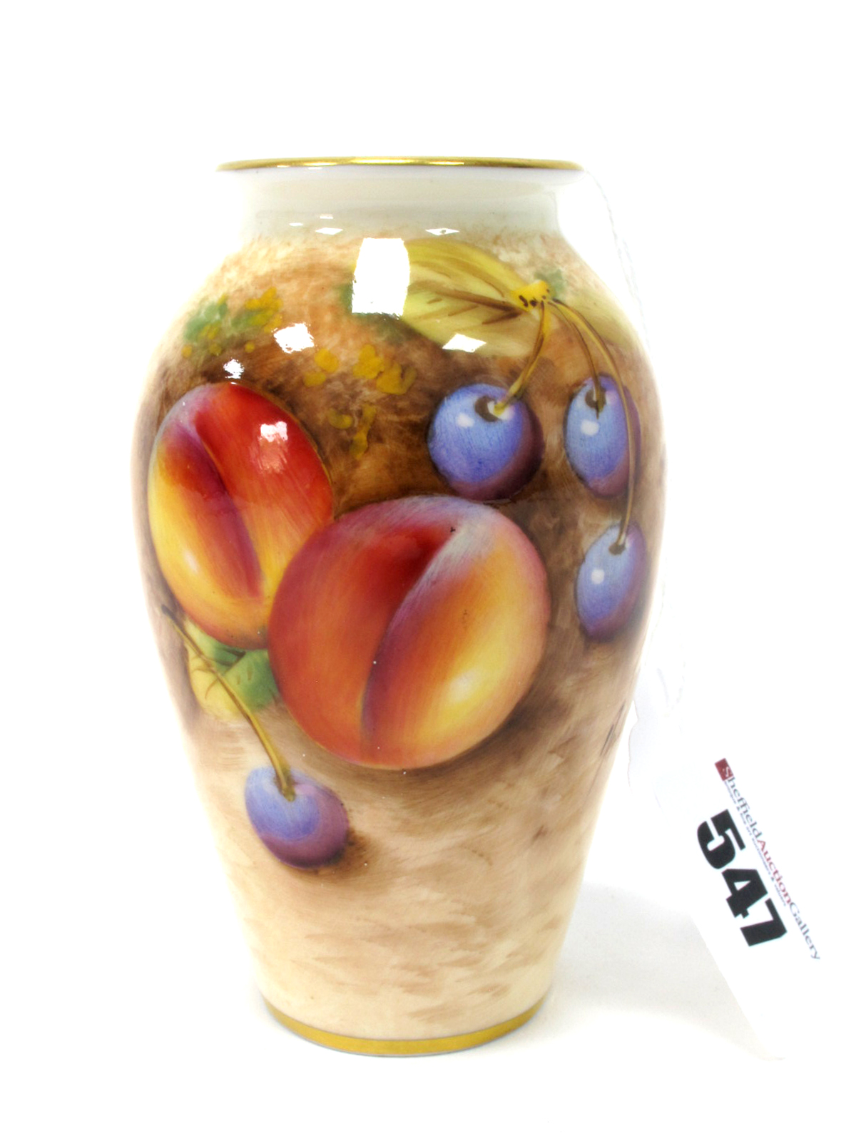 A Royal Worcester Porcelain Vase, of ovoid form, painted by Roberts, signed, with ripening fruit