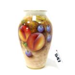 A Royal Worcester Porcelain Vase, of ovoid form, painted by Roberts, signed, with ripening fruit
