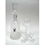 A Part Suite of Waterford 'Lismore' Pattern Glassware, comprising a decanter and stopper, 34cm high,