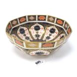 A Royal Crown Derby Porcelain Bowl, of octagonal form, decorated in Imari pattern 1128, date code