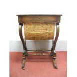 A XIX Century Regency Rosewood Sewing Table, the rectangular top with brass inlay, over single