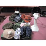 A Large Collection of Mainly Mid XX Century Vintage Hats, including velvet, straw, felt and