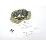 A Royal Crown Derby Porcelain Paperweight 'Cromer Crab', date code for 2002, gold stopper, printed