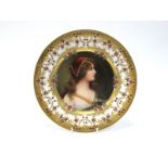 A Late XIX Century Vienna Style Porcelain Cabinet Plate, decorated with a portrait of 'Lily',