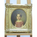 CONTINENTAL SCHOOL (XIX Century) Portrait of s Girl in Pink Dress, oil on canvas, unsigned, bears