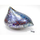 A Peter Layton Iridescent Blown Glass Vase, of elongated ovoid pebble form, with naturalistic