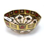 A Royal Crown Derby Porcelain Bowl, of octagonal form, decorated in Imari pattern 1128, date code