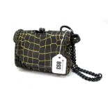 Alexander McQueen: A Mini Clutch Purse, in matt black leather with gold croc imprint, envelope