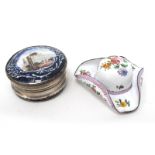 A XIX Century Enamel Snuff Box, modelled in the form of a hat with floral decoration, 5cm