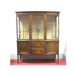 An Early XX Century Mahogany Display Cabinet, with glazed doors, two internal shelves, two central