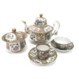 A Late XIX Century Canton Part Tea and Coffee Service, painted in the famille rose palette with