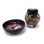 A Moorcroft Pottery Small Ginger Jar and Cover, of ovoid form, painted in the 'Anemone' pattern