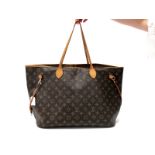 Louis Vuitton; A Monogram GM Neverful Handbag, of trapeze shape with monogram canvas exterior and