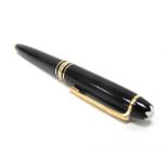 A Mont Blanc 'Meisterstuck' Pencil, the black body with yellow metal bands, 11.5cm long.