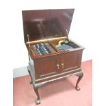 An Early XX Century Mahogany Cased Gramophone, with hinged lid to fitted interior for records,