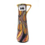 A Moorcroft Pottery Jug Vase, of tapered cylindrical form, painted in the 'Swan Song' pattern