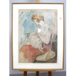 •PHILIP NAVIASKY (1894-1983) (ARR) Mother Breastfeeding, watercolour and charcoal, signed lower