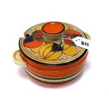 A Wilkinson's Ltd Clarice Cliff Fantasque 'Melons' Pattern Small Two-Handled Tureen and Cover, the